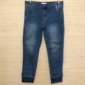 Nature Denim Blue Ankle Skinny Mid-Rise Split Raw Hem Jeans Size 30